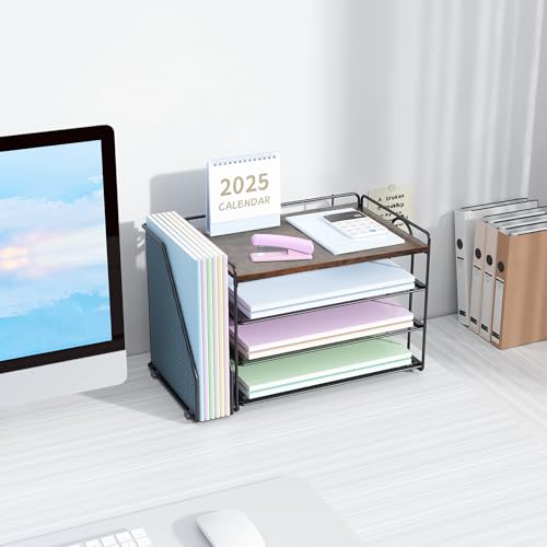 Spacrea Desk Organizers and Accessories, Paper Organizer for Desk with File organizer, Desk Accessories & Workspace Organizers for Catalog & Reference Racks (Wood) - color: Wood