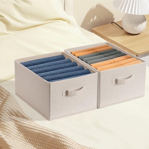 BOMKEE Clothings Collapsible Storage Bins, Foldable Organizers and Storage Baskets Cube Storage Bin for Bedroom Living Room (4 Pack) (Flaxen, 15.4x11.4x7.9inch) - color: Flaxen, size: 15.4x11.4x7.9inch