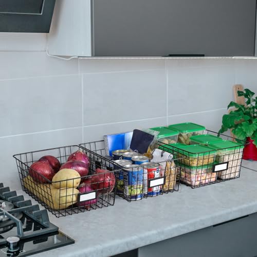 6 Pack Wire Baskets for Pantry Organization and Storage, Kitchen Organizer, 2 XXLarge & 2 XLarge & 2 Large - size: Large-6 Pack