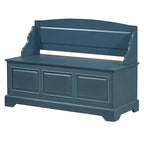 Knocbel Rustic Entry Storage Bench with Hidden Compartments and Removable Cushion, Wooden Entryway Hallway Foyer Shoe Bench Bedroom End of Bed Bench (Antique Navy and Beige) - color: Antique Navy and Beige
