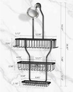 Shower Caddy Hanging - Never Rust Shower Hanging Organizer - Aluminum Over the ShowerHead Caddy with Soap Basket and 6 Hooks for Razor/Sponge (Black) - color: Black