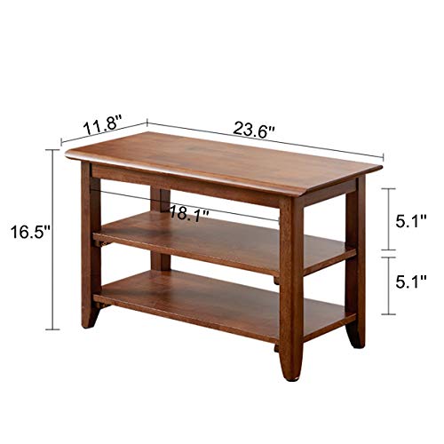 XKZG Storage Bench Wooden Shoe Rack Bench Rustic Solid Wood Entryway Bench (Brown,23.6") - color: Brown, size: 23.6"W x 11.8"D x 16.5"H