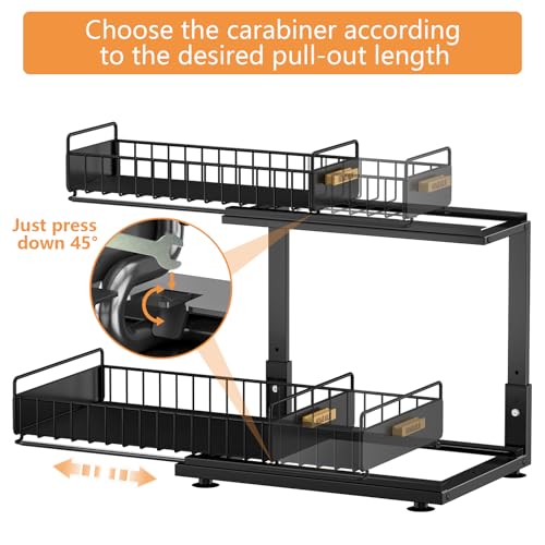 Under Sink Organizer, High Adjustable 2 Tier Under Kitchen Sink Organizer, Multi-Purpose Storage Shelf for Kitchen Bathroom Cabinet, Black - color: Black, size: 1 Pack Double Layer