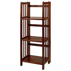 Casual Home Narrow 3-Shelf Folding Bookcase, 14" Wide, Walnut - color: Walnut