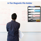 6-Tier Magnetic File Holder, Large Capacity File Cabinet Organizer, No-Drill Mount Hanging Magnetic Paper Holder for File Cabinets, Office, Whiteboard, Magnetic Mail Holder