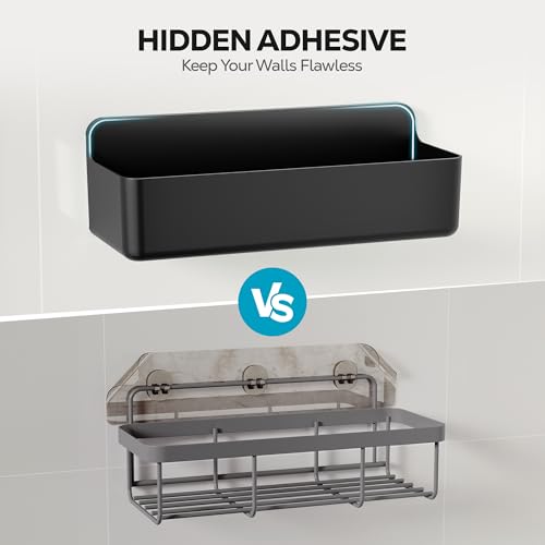 Nieifi Adhesive Wall Shelf, Shower Shelves, Shower Organizer for Bathroom Organization (Black, 3 pieces) - color: Black, size: 3 pieces