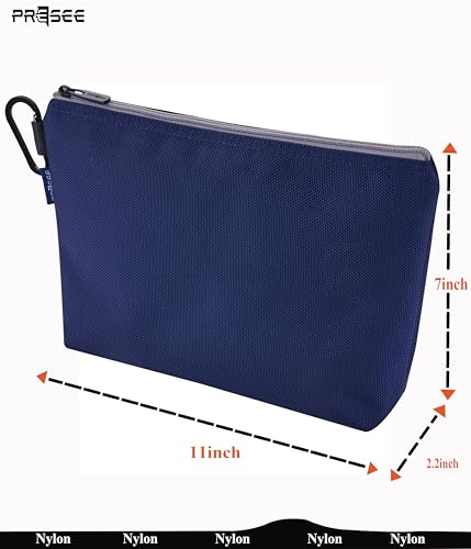 Tool Pouch Zipper Small Tool Bag Pouches Organizer Bag with Metal Carabiner, Nylon 1680D Heavy Duty for Wrenches, Screwdrivers & Office Supplies, Pack of 3, Green, Khaki, Blue - color: 1 Pack, 11" Blue