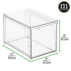 mDesign Plastic Stackable Closet Storage Organizer Bins with Pull Out Drawer for Cabinet, Desk, Shelf, Cupboard, or Dresser Organization - Lumiere Collection - 2 Pack - Clear - size: 8 x 12 x 8 (Pack of 2)