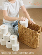 YANGQIHOME Toilet Paper Storage, Water Hyacinth Toilet Paper Storage with Lid, Papers Container for up to 9 Mega Rolls, Bathroom Basket Organizer - size: 9 Rolls
