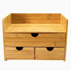 Sorbus Bamboo Desk Organizer - 3-Tier 100% Bamboo Desktop Organizers – Mini Bamboo Desk Drawer Tabletop Storage Box Countertop Organization 3 Drawers & Shelf - Office, Makeup Vanity, Fully Assembled