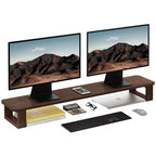 Ufine Dual Monitor Stand Riser 2 Heights Adjustable Wood Computer Monitor Stand Desktop Organizer, Large Monitor Stand for 2 Monitors, Laptop, TV, Printer