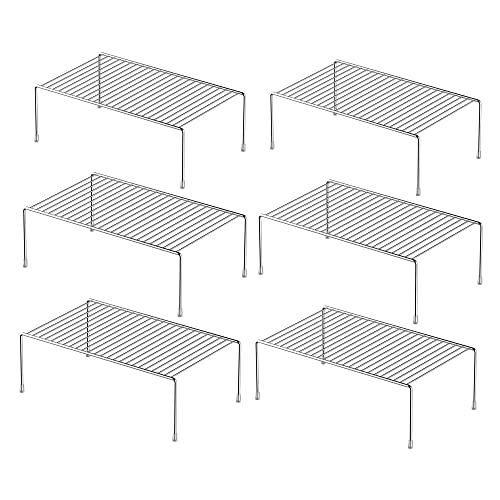 Redrubbit 6 Pack Medium (13 x 9. 4 Inch) Cabinet Storage Shelf Rack, Rustproof Kitchen Counter and Cabinet Shelf, Storage Rack Organizer for Kitchen, Fridge, Cabinet, Bathroom, Chrome - color: Chrome