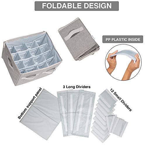 Moteph Shoe Organizer Closet Storage Solution with Clear Cover & Adjustable Dividers for Shoes, Handbags, Blankets, Linen, Clothing (Medium - 16 Pairs, Grey) - color: Grey, size: Medium - 16 Pairs