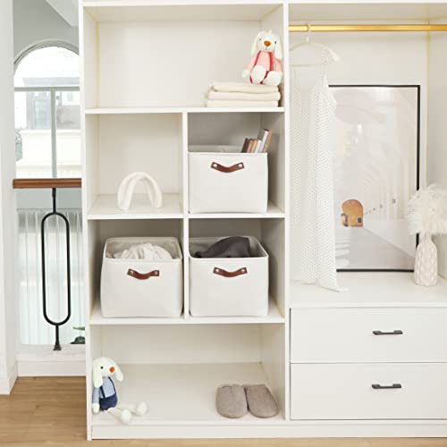OrganiHaus Extra Large Fabric Storage Baskets for Shelves 3 Pack, 16x13in Closet Storage Bins, Canvas Baskets for Organizing, Linen Closet Organizers, Cloth Basket, Off-White - color: Full Off-White, size: Extra Large - 3pc