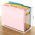 Acrylic File Organizer Box with Handles, Portable Letter Size Hanging File Folder Box, Desktop Filing Organizer for Home, Office - 1 Pack