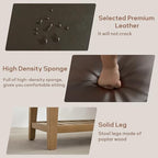 HUIMO Entryway Shoe Bench with Cushion, End of Bed Bench,Upholstered Bench for Kitchen, Bench with Solid Wood Shelf, Leather Ottoman Bench for Hallway, Living Room (PU-Brown) - color: Pu-brown