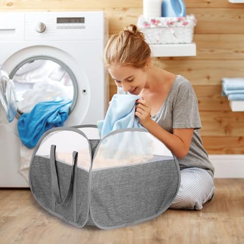 2 Pack Collapsible Laundry Baskets, 90L Large Foldable Laundry Basket, Pop Up Hampers for Laundry, Dirty Clothes Laundry Hamper for Bedroom, Bathroom, Dorm, Laundry Room, Travel or Camping Grey - color: 2xGray