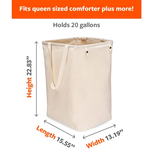 Full Circle Loads of Fun Collapsible Laundry Bag – Pop-Up Laundry Basket for Dirty Clothes & Towels– Organic Cotton with Long Handles - Ideal for Travel & Collapsing - Perfect for Bedroom or Dorm - color: Natural