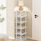 SHIISEWE White Bamboo Shoe Rack for Small Spaces 6 Tier Tall Vertical Narrow Rack - color: White