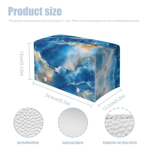 Blue Marble Tissue Box Cover, Rectangle Modern Leather Tissue Box Tissues Boxs Fashion Organizers with Fashion Prints Home Decor Items - color: Blue Marble1