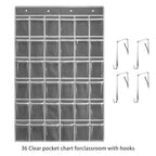 SAVERHO 36 Clear Pockets Classroom Pocket Chart for Cell Phones and Calculator Holder, Pocket Chart for Classroom Phone Holder with Number Stickers and Hooks (Grey) - color: Grey-1pack of 36pockets