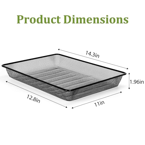 Office Metal Mesh Basket for Desk, Single Paper Tray Organizer, Turn in Trays Classroom, Flat Mail Letter Storage Basket for Office Home Drawers School, Black (5 Pack)