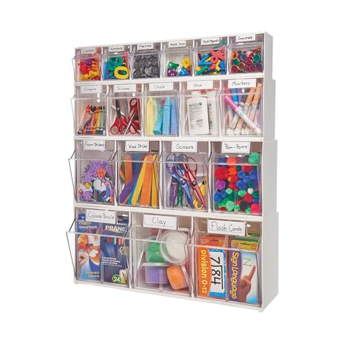 Deflecto Tilt Bins, Interlocking 3-Bins, 24" x 7" x 9.5 ", White (20303OP) - style: 3 Bins