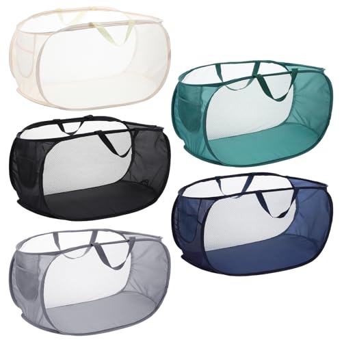 5 Pack Pop-Up Mesh Laundry Basket,5 Colors Pop Up Mesh Hamper,Open Laundry Baskets with Durable Handle Plastic Clothes Baskets for Home College Dorm Travel