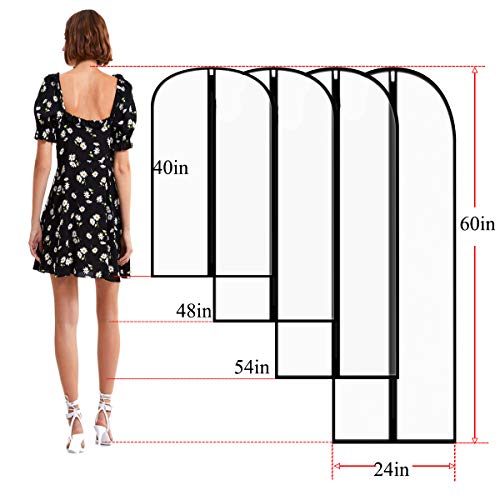 Clear Garment Bags for Hanging Clothes,48" Suit Bags for Closet Storage,12 Pack Garment Bags for Storage,Breathable Lightweight Dust Proof Cover with Study Full Zipper for Coats,Jackets - size: 12pcs 24'' x 48''