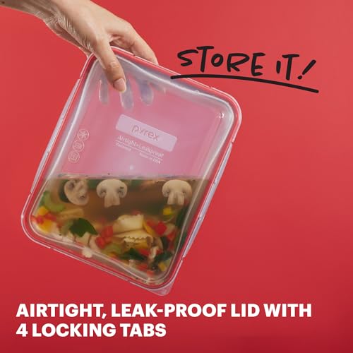 Pyrex Freshlock (4-Pack) Mixed Sized Glass Food Storage Containers Set, Airtight & Leakproof Plastic Locking Lids BPA-Free, Meal Prep Containers Set, Freezer Dishwasher Microwave Safe - size: 4 Pack