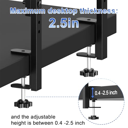 Spacrea clamp on Desk Shelf, 2 Tier Office Desk Shelves Organizer, Wood Desktop Supplies Storage Rack, Desk Organizers and Accessories (Black) - color: Black