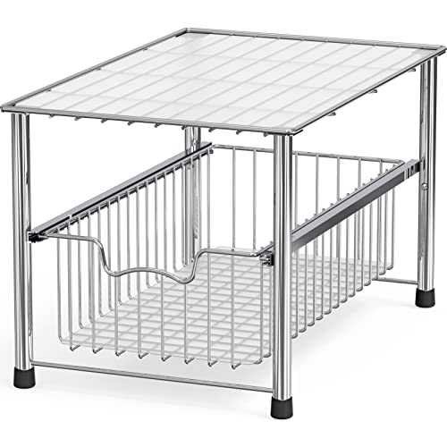 Simple Houseware Chrome Metal Stackable Storage Rack, 16.75 in L x 10.8 in W x 10.25 in H - color: Chrome