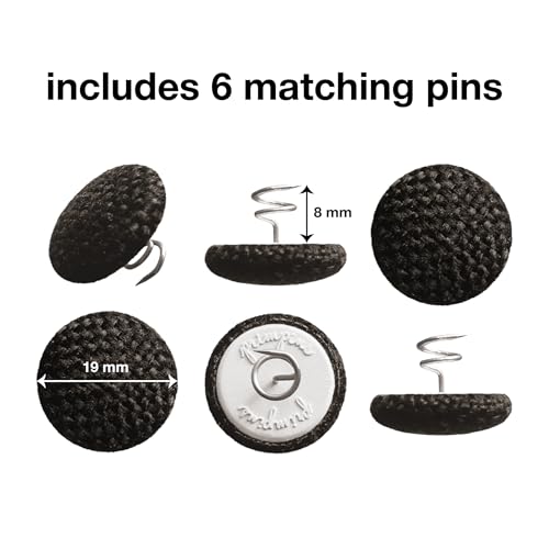No Tuck Armchair Caddy with Matching Pin Fasteners - 19 x 24 Inches - No Tucking, No Slipping - Armrest Organizer for Recliner and Couch (Black) - color: Black