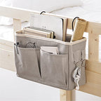 Cosiki Bedside, Bedside Storage/Bedside Hanging Storage Bag Hanging Desk Organizer for Headboards Bunk Beds Dorm Rooms Book Phone Magazine Holder (Grey)