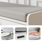 MHOM White Entryway Bench with 2 Flip Drawers, Shoe Bench with Padded Seat Cushion, Wooden Shoe Storage Bench for Entryway and Apartment - color: White