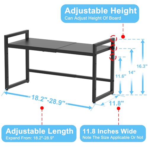 Expandable Metal Storage Shelves, 110LBS Heavy Duty Shelving Units and Storage For Pots Pans Small Appliances, Adjustable Metal Storage Shelf Rack For Kitchen Cabinets Closet Pantry Warehouse Garage - size: 1 Tier：11.8"D x 28.9"W x 16.3"H