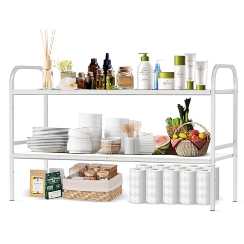 Expandable 2-Tier Under Sink Organizer, 8 Removable Plastic Boards, Tool-Free Installation (White, 2-Tier 8 Boards) - color: White, size: 2-TIER 8 Boards