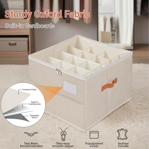 Shoe Organizer for Closet, Foldable Shoe Storage Organizer Containers with Clear Cover, Space Saving Shoes Holder with Handles, Beige (1, L) - color: Beige-1pcs Large