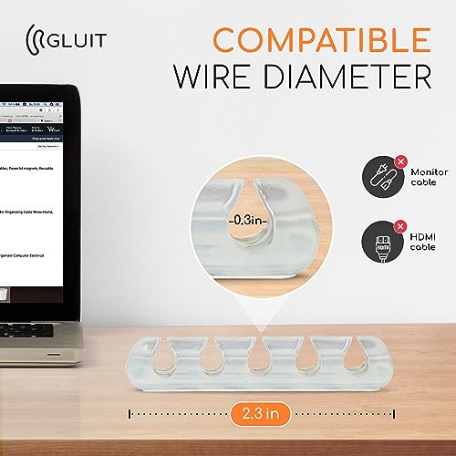 GLUIT Cord Organizer for Desk, Cable Holder for Nightstand, Charger Organizer, Adhesive Desktop Wire Clips, Multislot Cable Management, Table Organizer Accessories - 5 Pack, 15 Slots, Transparent - color: Transparent