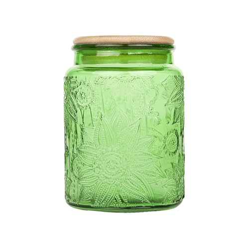 Custde Glass Storage Jars With Airtight Lid, 23.7oz Canister For Kitchen Counter with Bamboo Lid, brown sugar, candy, coffee, cookie, salt, tea,pantry cute Jar (Green, 23.7 fl oz) - color: Green, size: 23.7 fl oz
