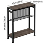 Small Side Table Set of 2 for Small Space, 3-Tier Narrow End Tablewith Magazine Holder,SmallNightstand, Skinny Snack Couch Table in Living Room, Bedroom Study and Balcony(Ash Brown) - color: Ash Brown-2pcs