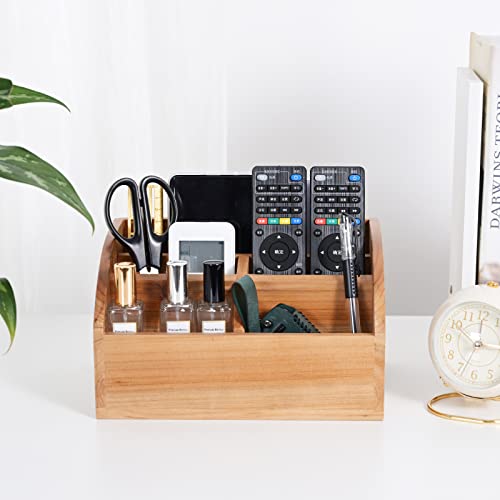 Farmhouse Solid Wooden Mail Sorter Wood Desk Organizer TV Remote Holder Rustic Vintage Caddy Mail Basket Storage Caddy for Bills, Kitchen, Desktop, Workspace Counter Top Home Decor Office Supplies…… - color: WOODEN-M