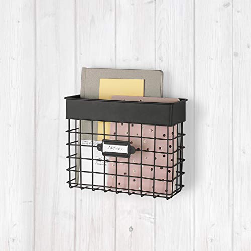 Spectrum Diversified Vintage Wall Mount Entryway or Office Bin Desk Paper Folder Document Letter Mail Sorter Step File Organizer, Small Black - color: Black, size: Small