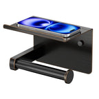 FORIOUS Toilet Paper Holder with Shelf, Adhesive or Screw Wall Mount Toilet Paper Roll Holder for Bathroom, SUS 304 Stainless Steel Commercial Toilet Tissue Holder Dispenser, Oil Rubbed Bronze - color: Oil Rubbed Bronze