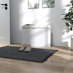 HOMCOM Narrow Shoe Bench with Padded Cushion, Shoe Cabinet with Flip-Drawer and Adjustable Shelf, Small Entryway Bench Holds up to 265lb, 24.4x10.2x18.7 Inches, White - color: White, size: 24.4" x 10.2" x 18.7"