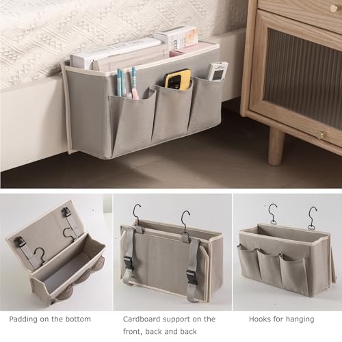 Bedside Caddy/Bedside Storage Organizer Hanging Bag with Three Options,Suitable for home beds, sofas, and dormitory beds—can hold magazines, books, phones, iPads, remote controls. (Gray) - color: Gray