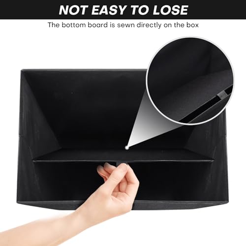 Bagnizer Large 17" 42 Quarts Collapsible Stackable Storage Bins with Lids [3-Pack] Foldable Fabric Linen Storage Boxes Cube, Closet Organizer Baskets with Label (16.7 x 12 x 12, Black) - color: Black, size: Large - 3 Pack