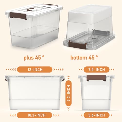 4 Pack-Plastic Storage Bins with Lids and Handle, Clear Plastic Latching Box for Storage, Stackable Storage Containers for Organizing, Multi-Purpose, 7 Quart - color: Clear