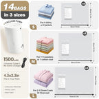 Vacuum Seal Bags for Clothing Travel with Rechargeable Electric Pump, Space Saver Vacuum Storage Bags Travel, Reusable Compression Bags for Luggage Home (14pcs Checkered) - color: 14pcs Checkered