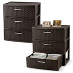 Sterilite 3 Drawer Wide Weave Storage Tower, Plastic Drawers to Organize Clothes in Bedroom, Closet, 2-Pack, Brown - size: 2 Pack